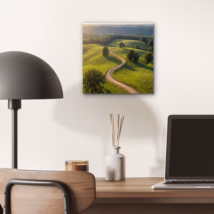Aluminium schilderij - Weg - Weide - Natuur - Groen — 6