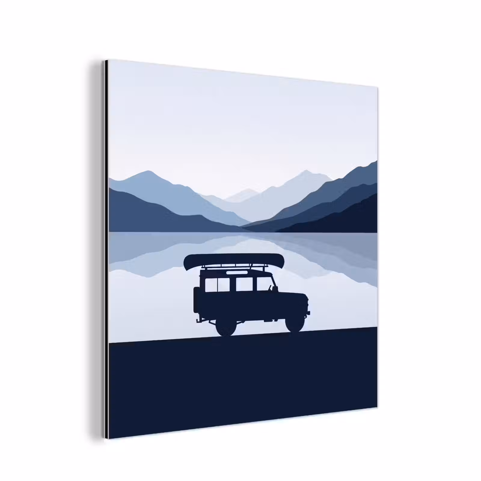 Aluminium schilderij - Auto - Meer - Bergen - Blauw — 1