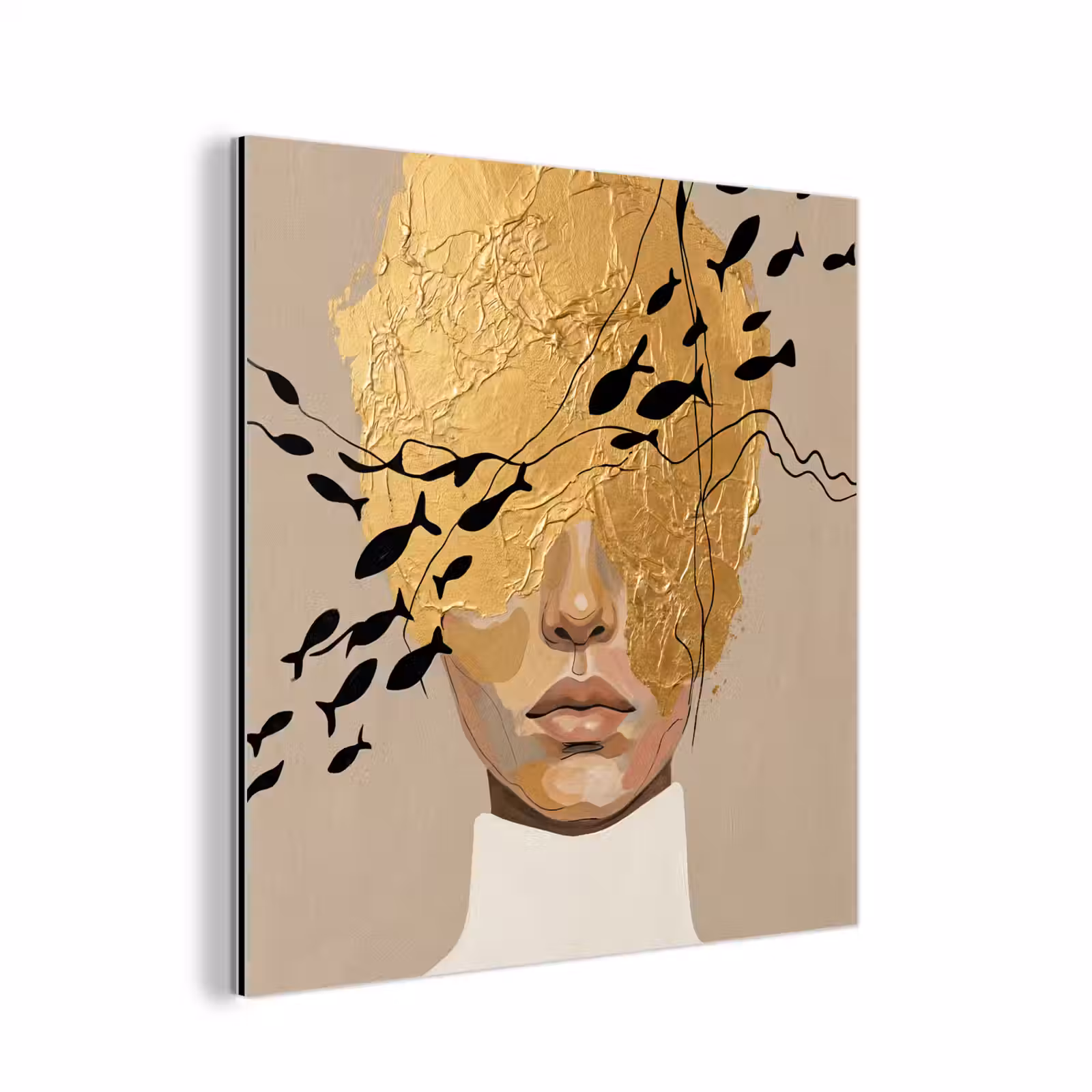 Aluminium schilderij - Modern - Vrouw - Goud — 1
