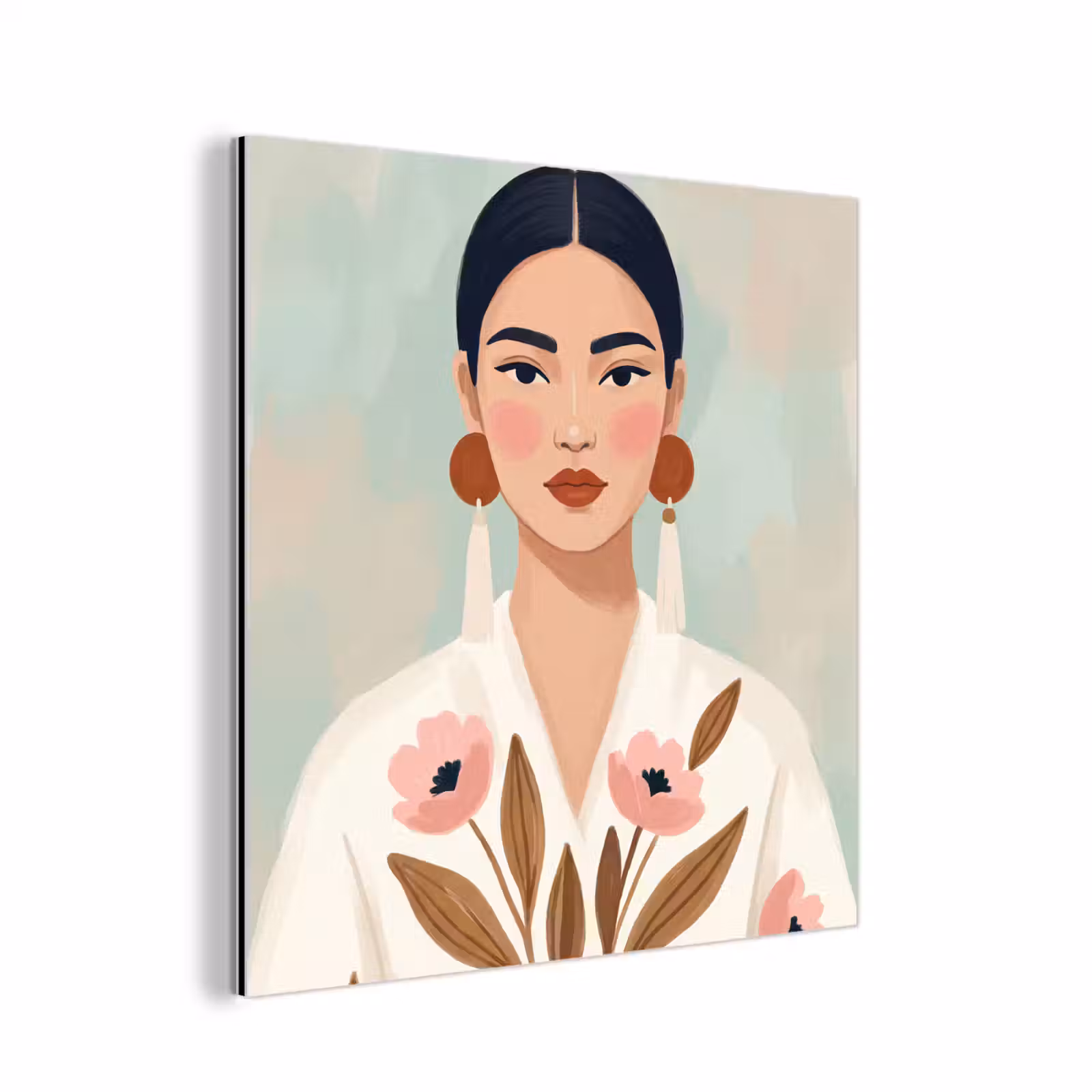 Aluminium schilderij - Vrouw - Kimono - Pastel — 1