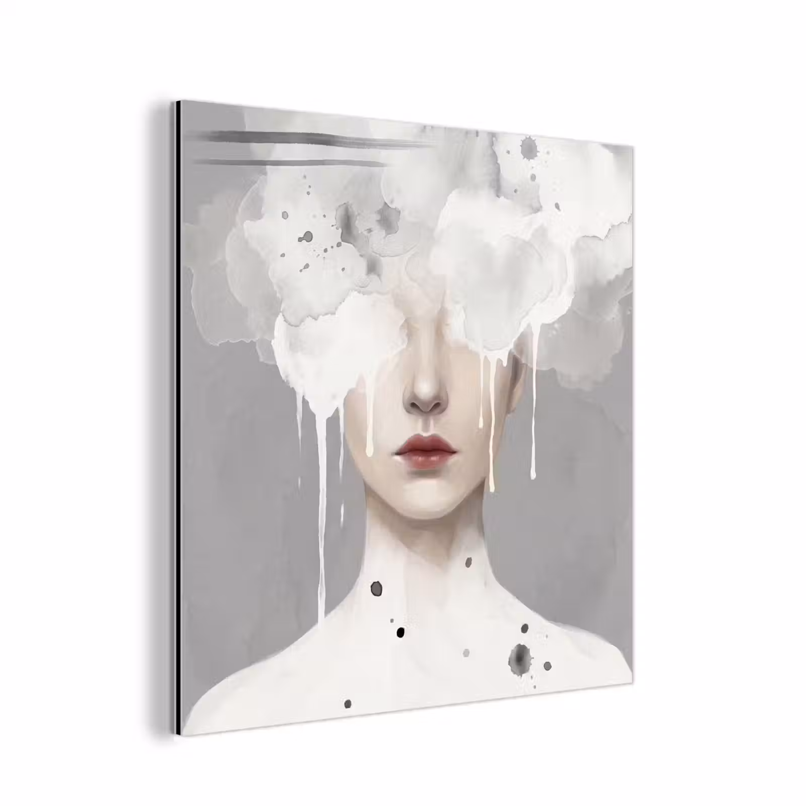 Aluminium schilderij - Vrouw - Wolk - Grijs — 1