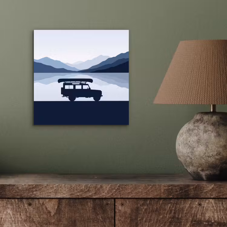 Aluminium schilderij - Auto - Meer - Bergen - Blauw — 3