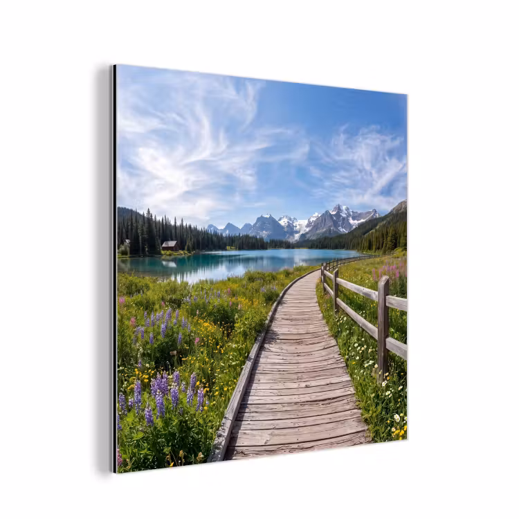 Aluminium schilderij - Bergen - Meer - Landschap - Blauw — 1