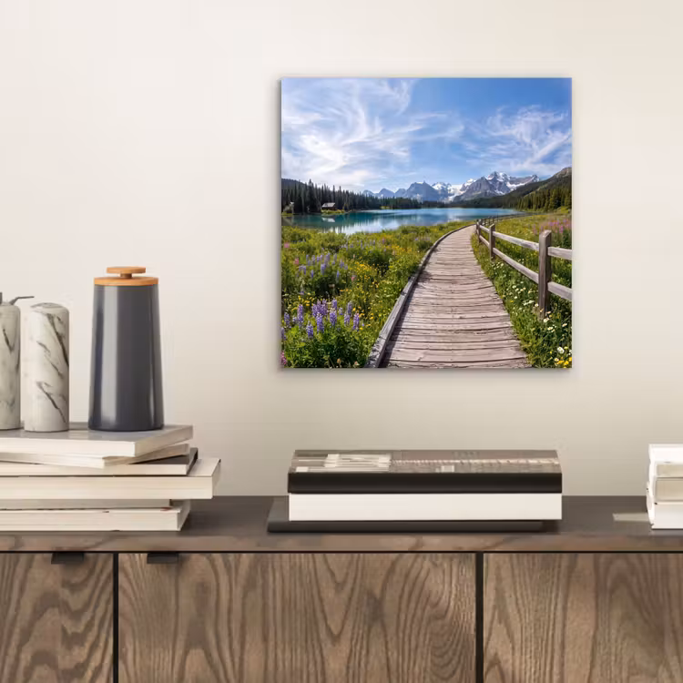 Aluminium schilderij - Bergen - Meer - Landschap - Blauw — 2
