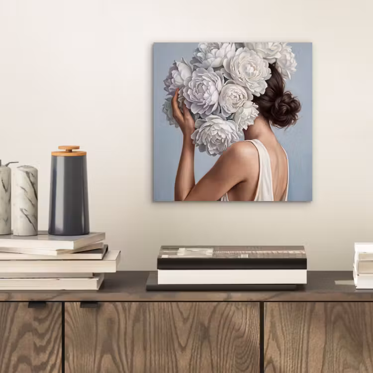 Aluminium schilderij - Bloemen - Vrouw - Wit — 2