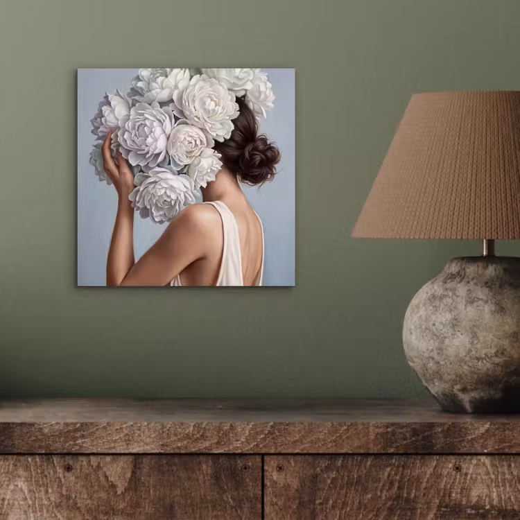 Aluminium schilderij - Bloemen - Vrouw - Wit — 3