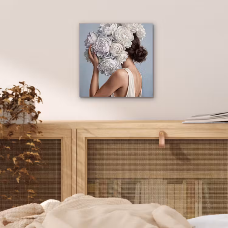 Aluminium schilderij - Bloemen - Vrouw - Wit — 4