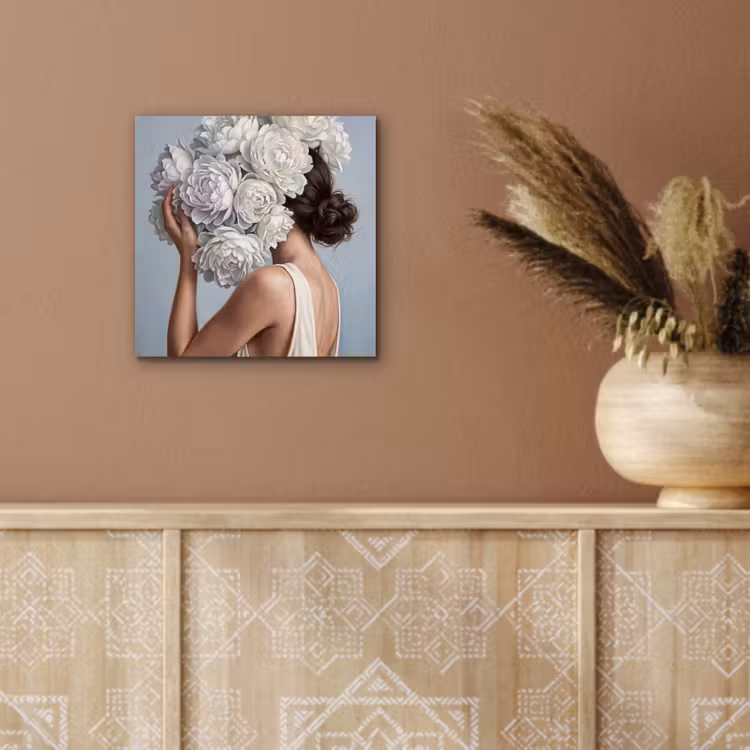 Aluminium schilderij - Bloemen - Vrouw - Wit — 5
