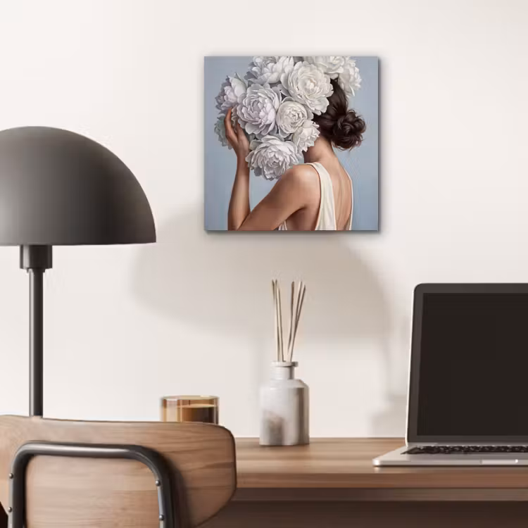 Aluminium schilderij - Bloemen - Vrouw - Wit — 6