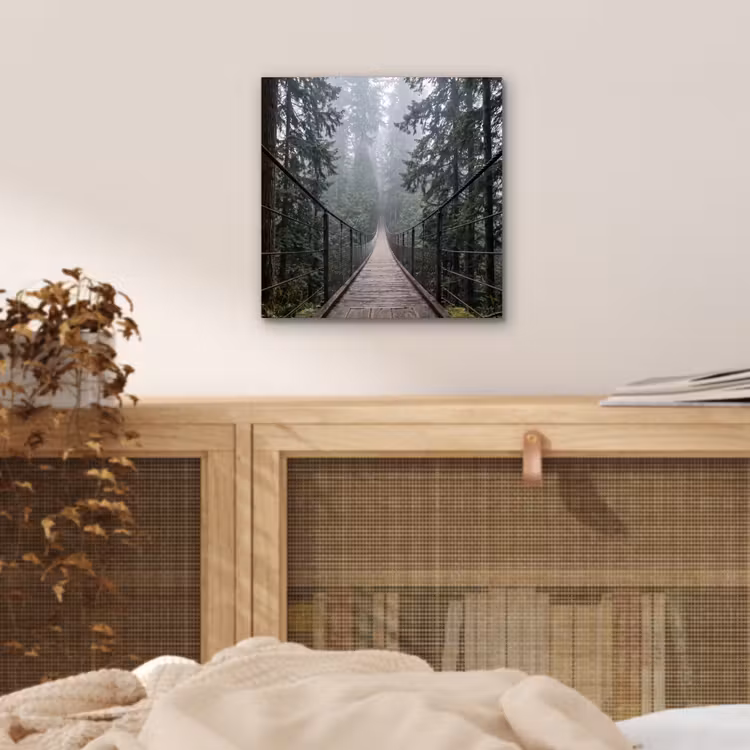 Aluminium schilderij - Brug - Bos - Mist - Natuur — 4
