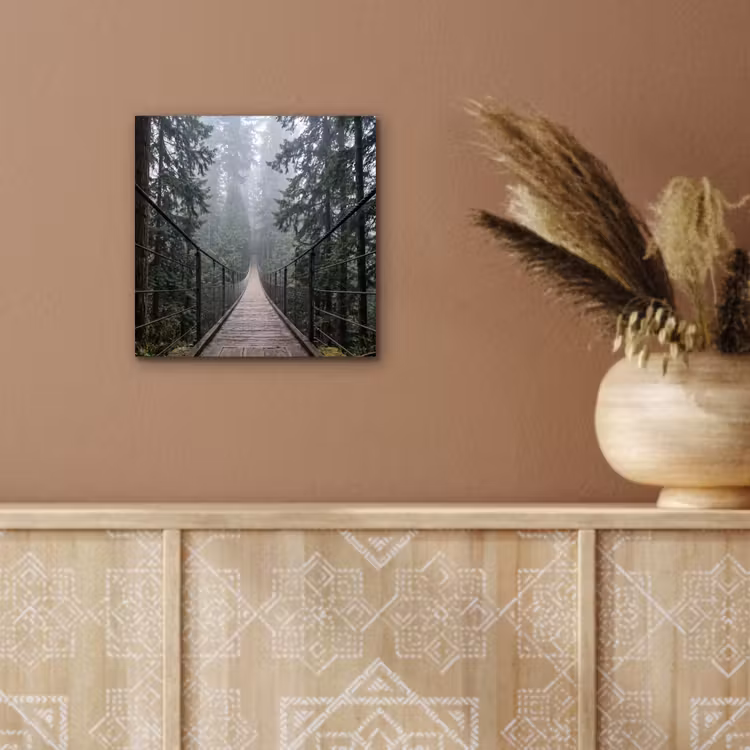 Aluminium schilderij - Brug - Bos - Mist - Natuur — 5