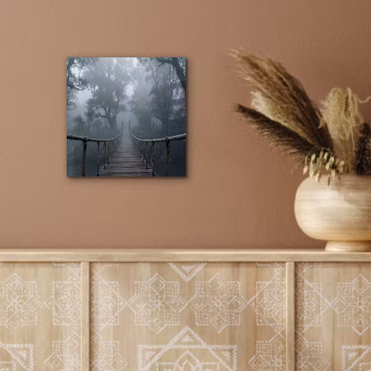 Aluminium schilderij - Brug - Jungle - Mist - Natuur — 5