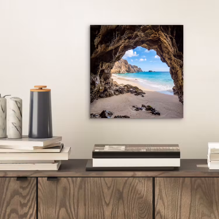Aluminium schilderij - Grot - Strand - Zee - Blauw — 2