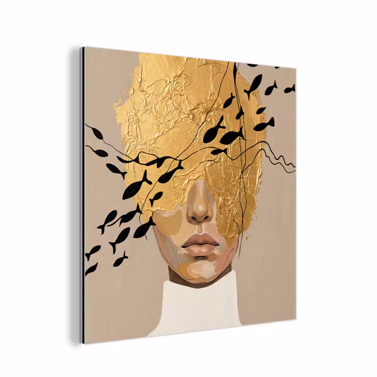 Aluminium schilderij - Modern - Vrouw - Goud — 1