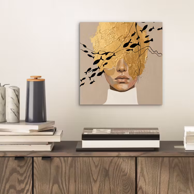 Aluminium schilderij - Modern - Vrouw - Goud — 2