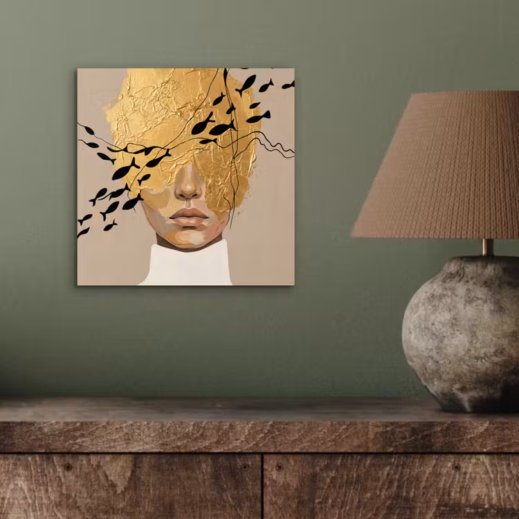 Aluminium schilderij - Modern - Vrouw - Goud — 3