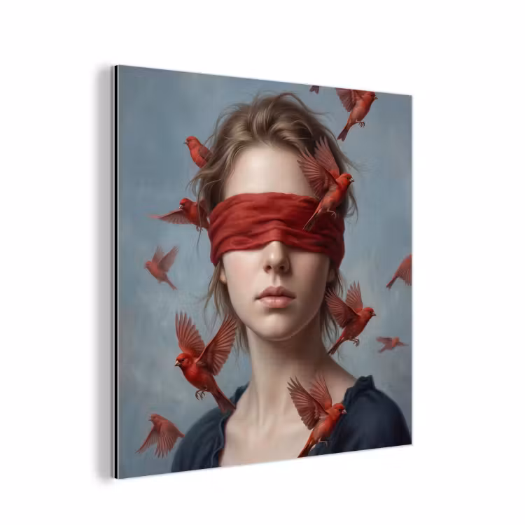 Aluminium schilderij - Portret - Krachtig - Rood — 1