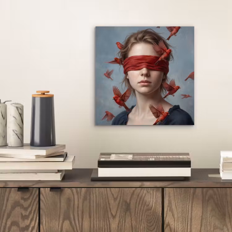 Aluminium schilderij - Portret - Krachtig - Rood — 2