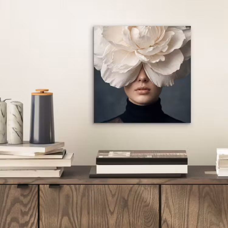 Aluminium schilderij - Portret - Mysterieus - Wit — 2