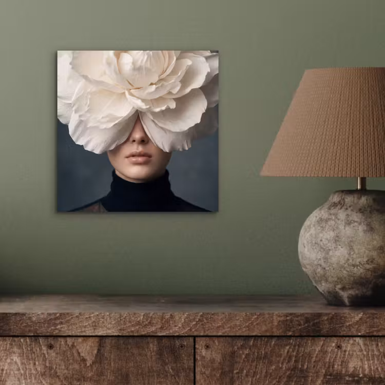 Aluminium schilderij - Portret - Mysterieus - Wit — 3
