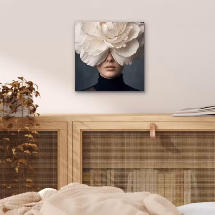Aluminium schilderij - Portret - Mysterieus - Wit — 4