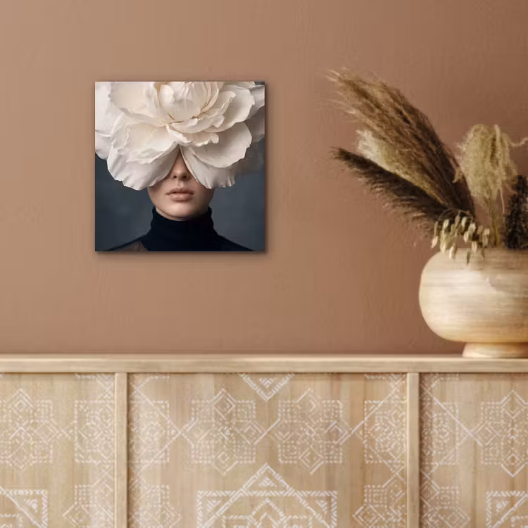 Aluminium schilderij - Portret - Mysterieus - Wit — 5