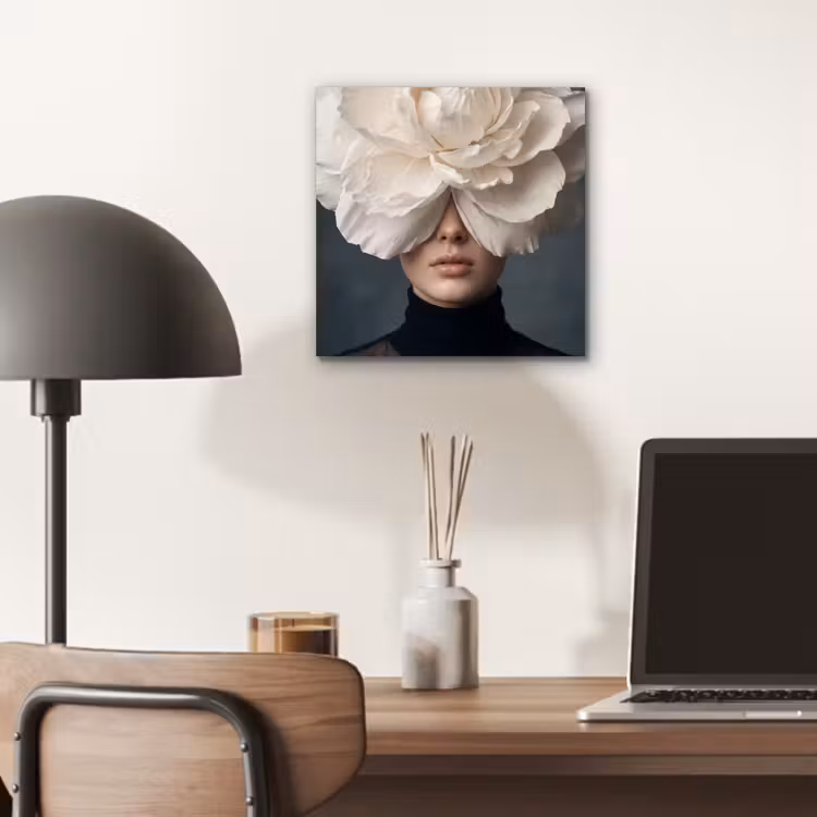 Aluminium schilderij - Portret - Mysterieus - Wit — 6