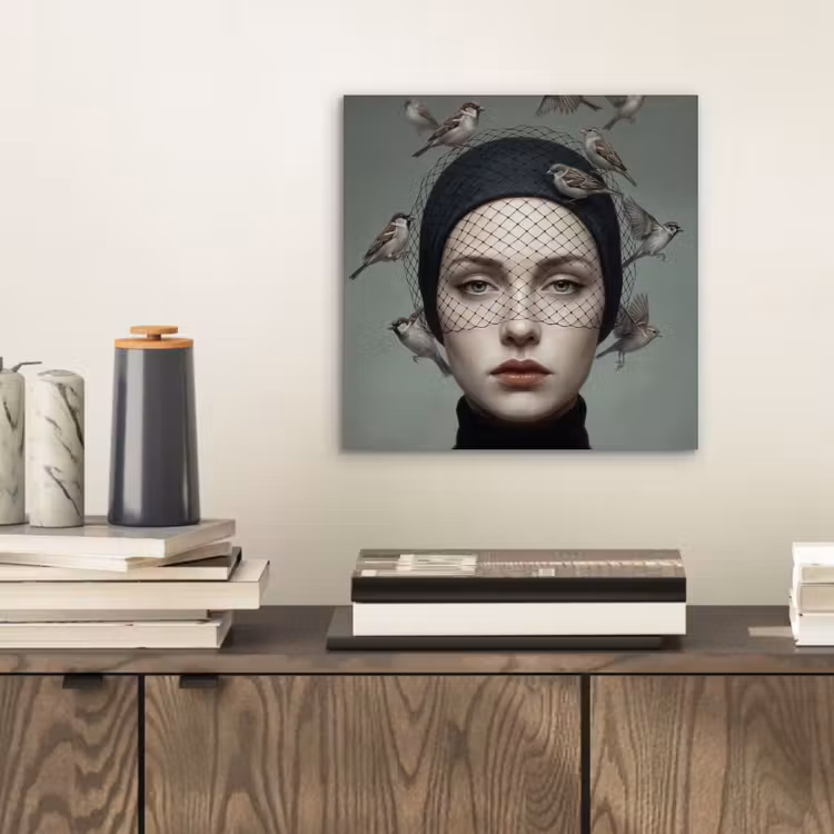 Aluminium schilderij - Portret - Vogels - Zwart — 2