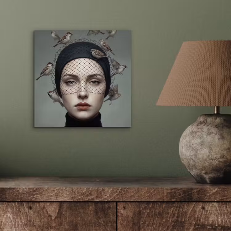 Aluminium schilderij - Portret - Vogels - Zwart — 3