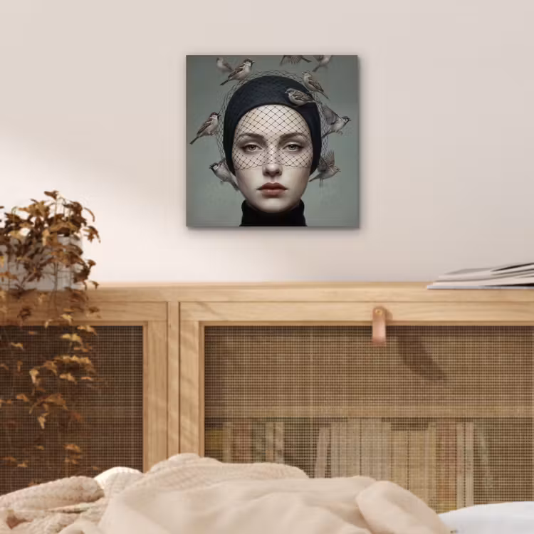 Aluminium schilderij - Portret - Vogels - Zwart — 4