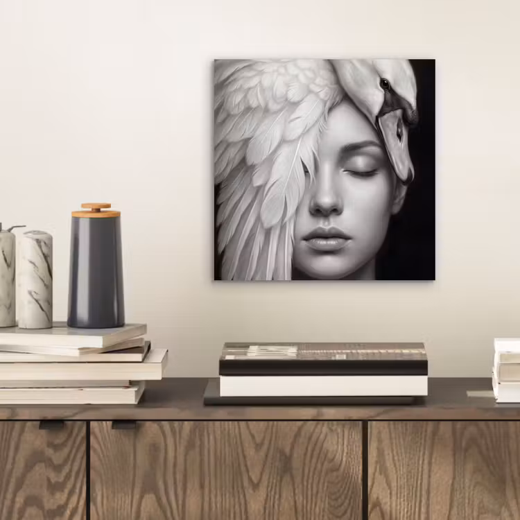 Aluminium schilderij - Portret - Zwaan - Zwart - Wit — 2