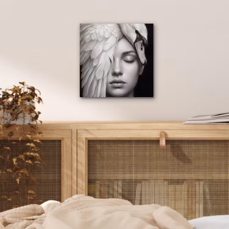 Aluminium schilderij - Portret - Zwaan - Zwart - Wit — 4