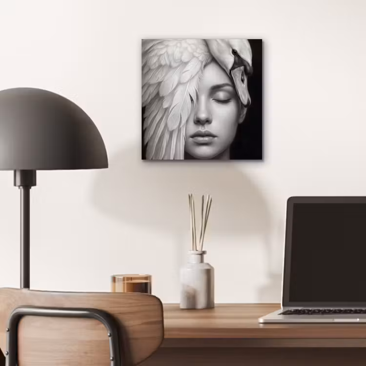 Aluminium schilderij - Portret - Zwaan - Zwart - Wit — 6