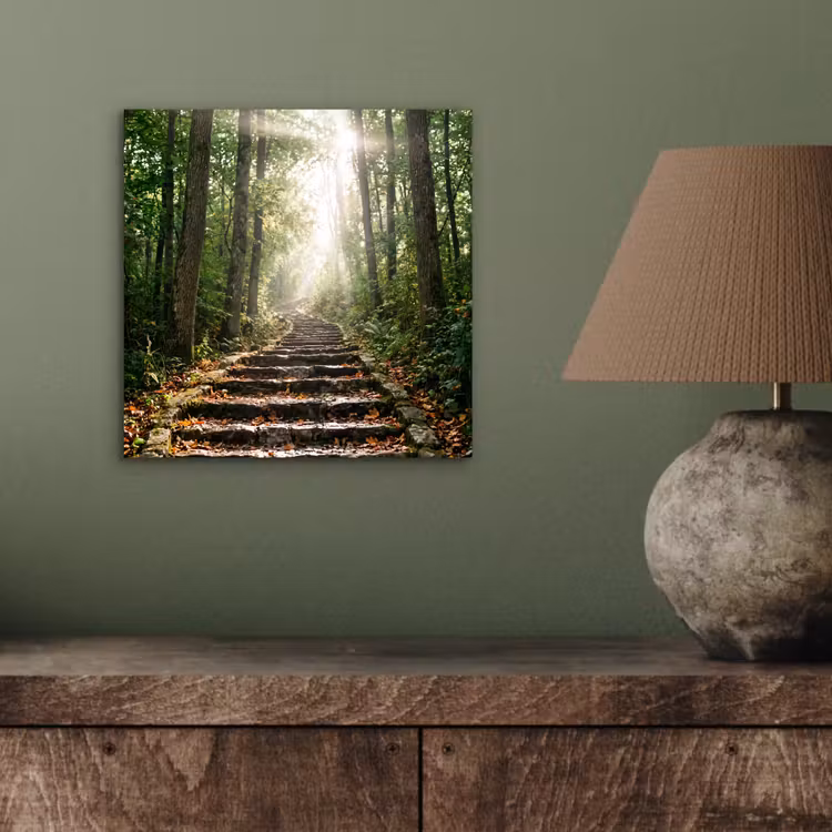 Aluminium schilderij - Stenen - Trap - Bos - Natuur — 3