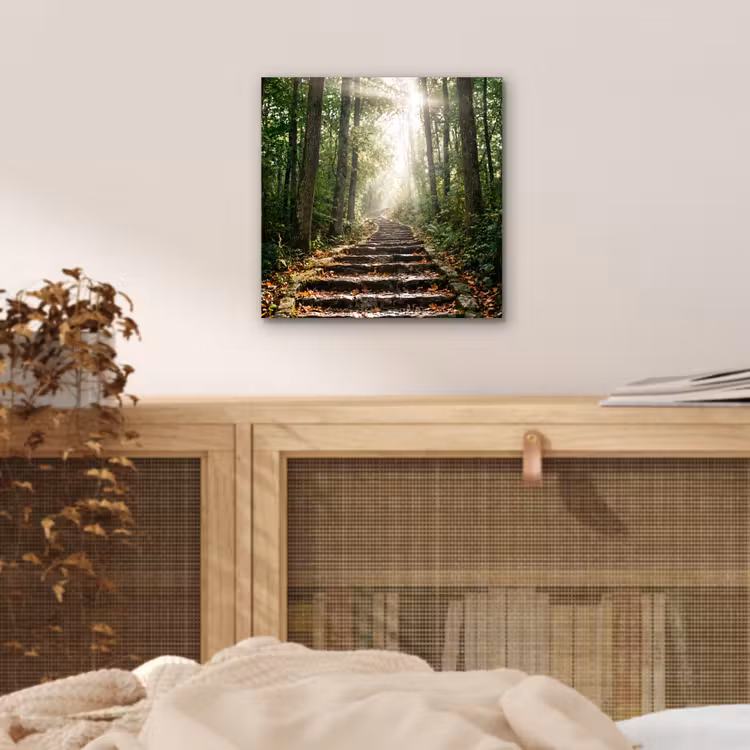 Aluminium schilderij - Stenen - Trap - Bos - Natuur — 4