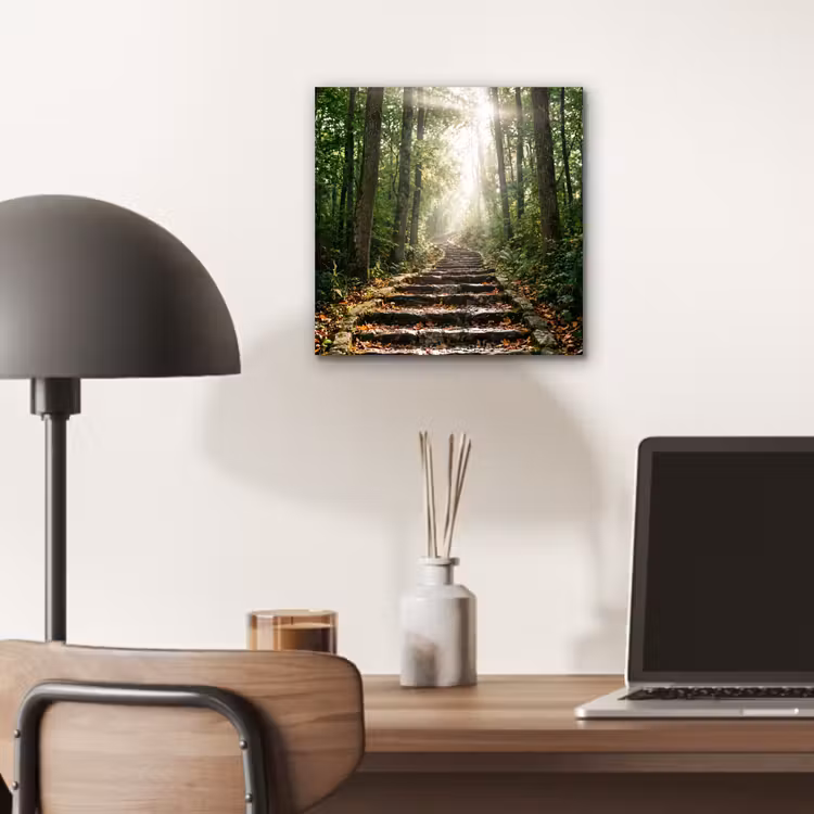 Aluminium schilderij - Stenen - Trap - Bos - Natuur — 6