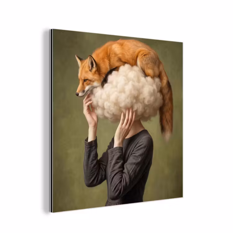 Aluminium schilderij - Vos - Surrealistisch - Groen — 1