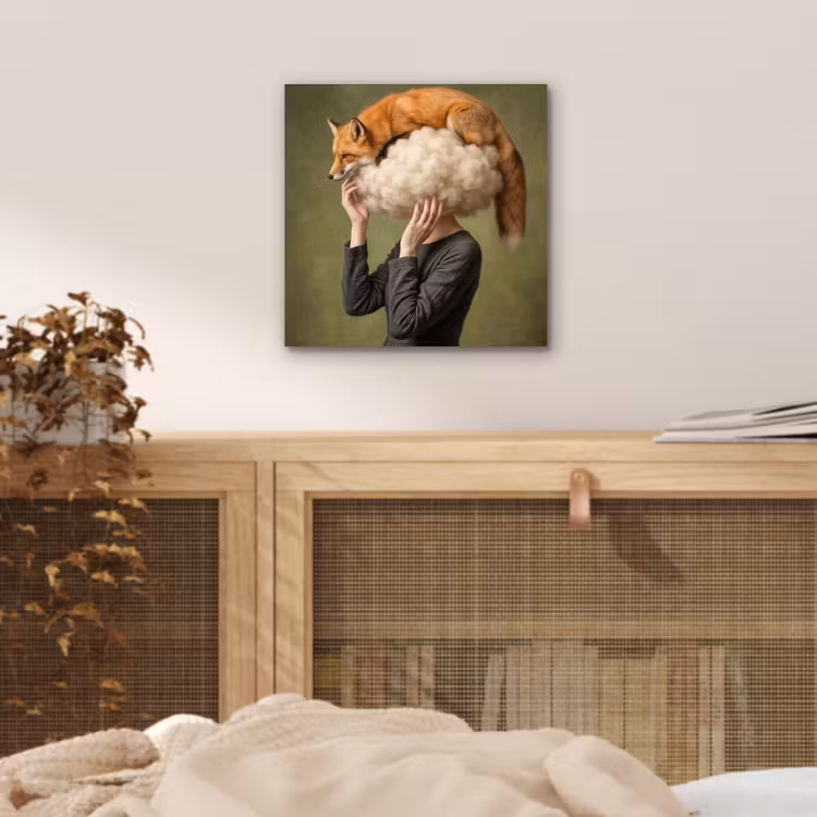 Aluminium schilderij - Vos - Surrealistisch - Groen — 4