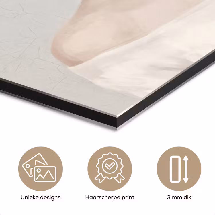 Aluminium schilderij - Vrouw - Cirkels - Beige — 7