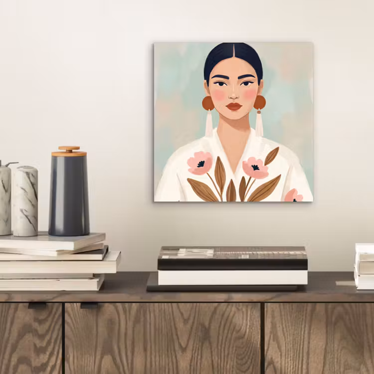 Aluminium schilderij - Vrouw - Kimono - Pastel — 2