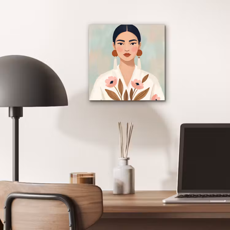 Aluminium schilderij - Vrouw - Kimono - Pastel — 6