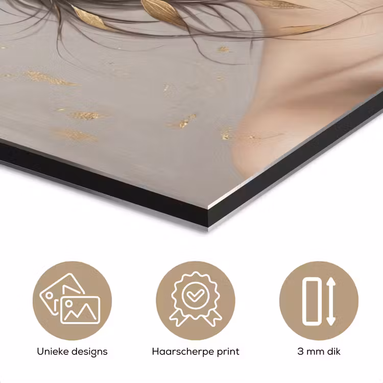 Aluminium schilderij - Vrouw - Pioenroos - Wit — 7