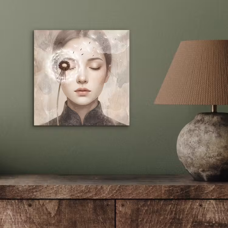 Aluminium schilderij - Vrouw - Sereen - Grijs — 3