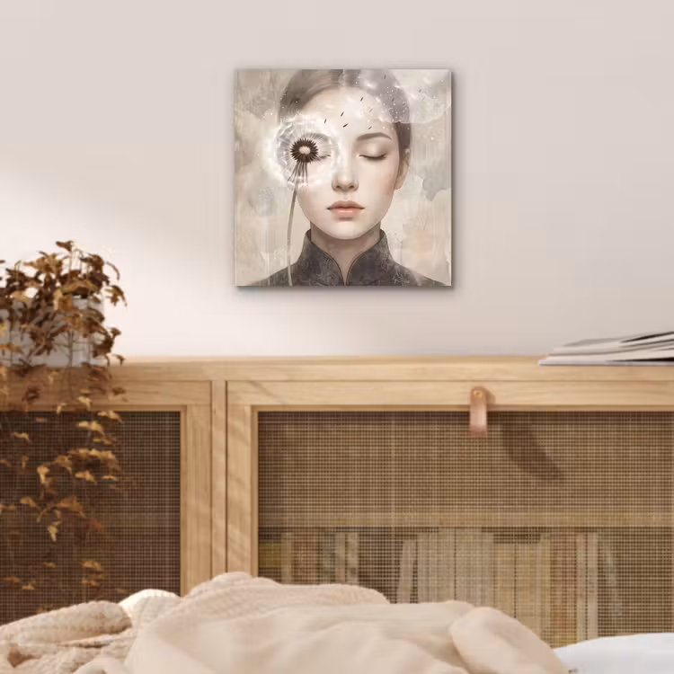 Aluminium schilderij - Vrouw - Sereen - Grijs — 4