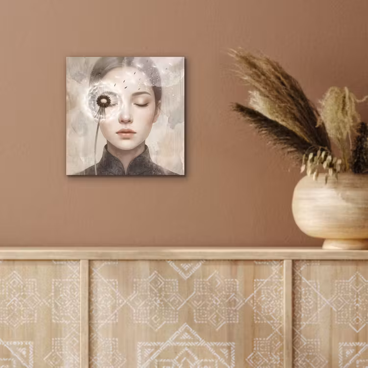 Aluminium schilderij - Vrouw - Sereen - Grijs — 5