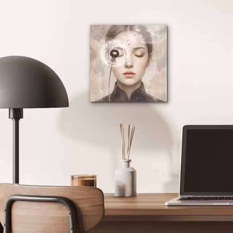 Aluminium schilderij - Vrouw - Sereen - Grijs — 6