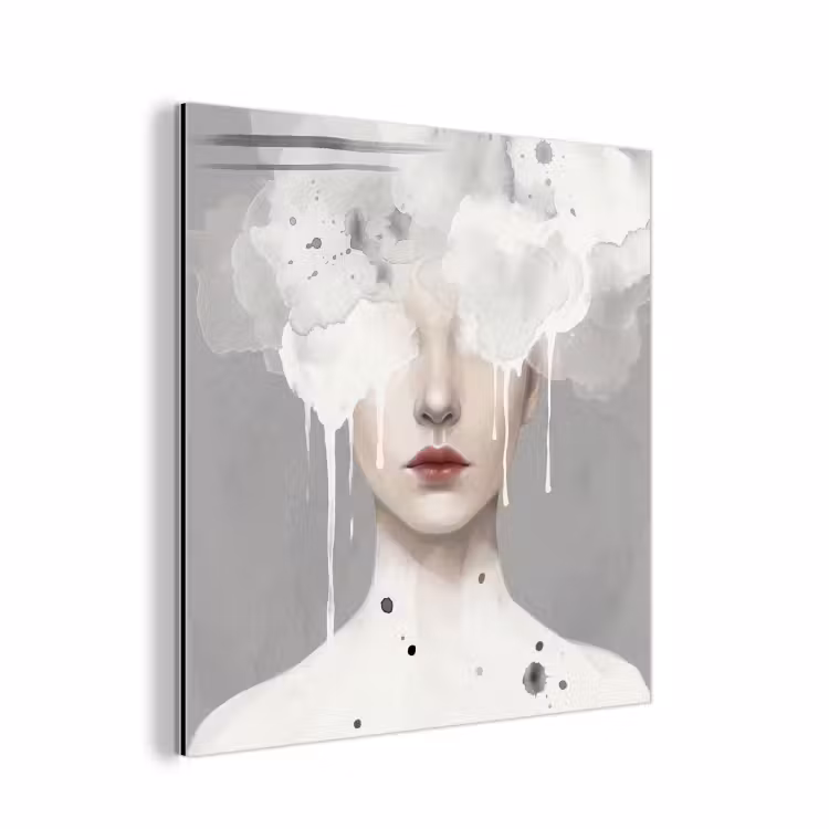 Aluminium schilderij - Vrouw - Wolk - Grijs — 1