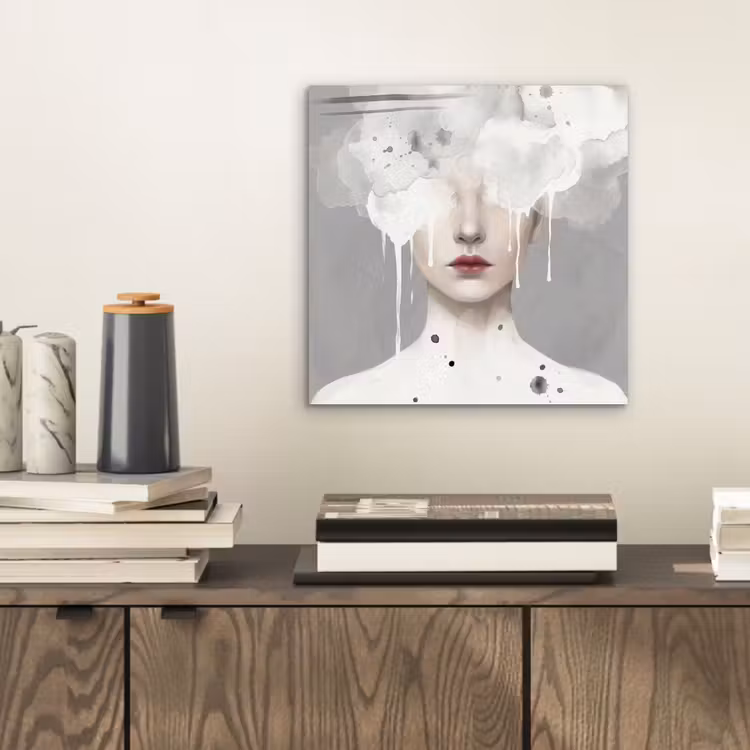 Aluminium schilderij - Vrouw - Wolk - Grijs — 2