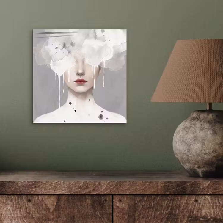 Aluminium schilderij - Vrouw - Wolk - Grijs — 3
