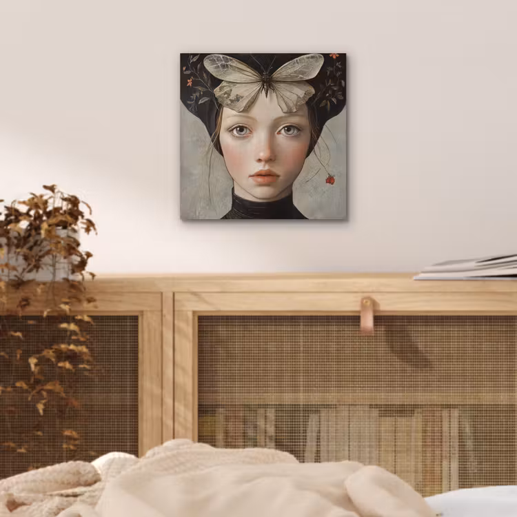 Aluminium schilderij - Woman - Butterfly - Art - Classic - Muted — 4